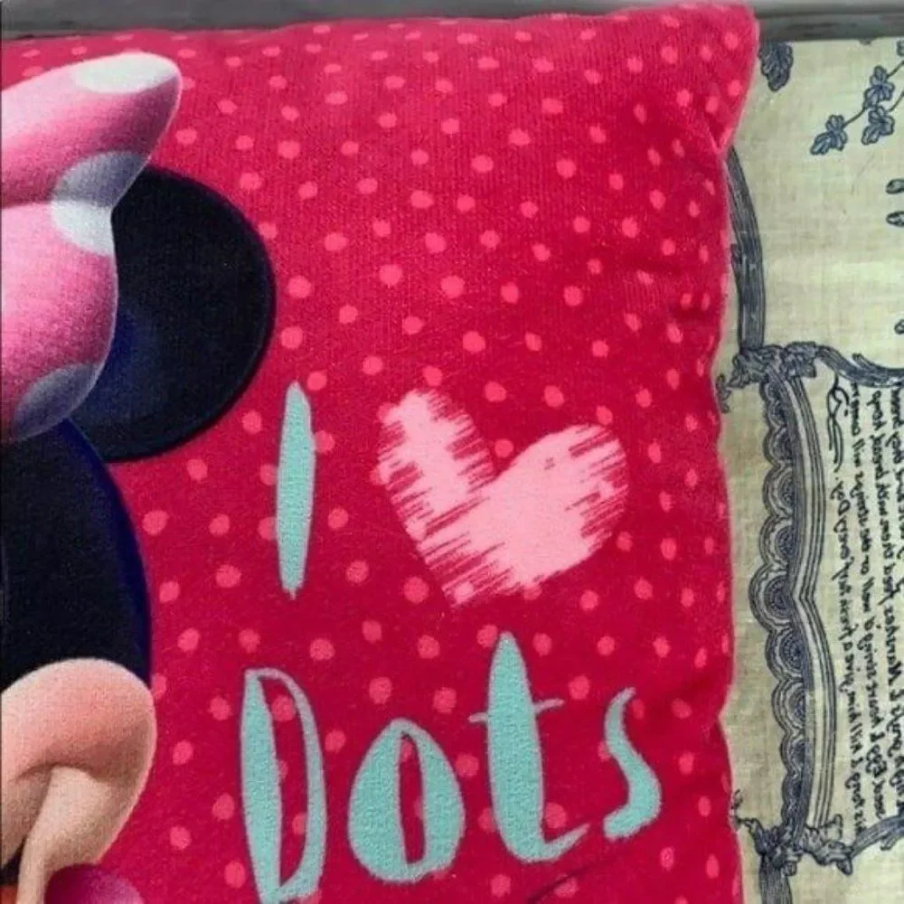 Disney Minnie Mouse I Love Dots Square Cloud Filling Super Plush‎ Pillow